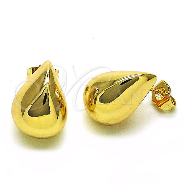 Arete Dormilona 02.195.0277 Oro Laminado, Diseño de Gota, Pulido, Tono Dorado