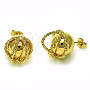Arete Dormilona 02.195.0278 Oro Laminado, Diseño de Bola y Torcido, Pulido, Tono Dorado