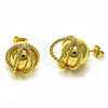 Arete Dormilona 02.195.0278 Oro Laminado, Diseño de Bola y Torcido, Pulido, Tono Dorado