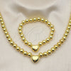Collar y Pulsera 06.341.0009 Oro Laminado, Diseño de Corazón y Bola, Pulido, Tono Dorado