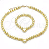 Collar y Pulsera 06.341.0009 Oro Laminado, Diseño de Corazón y Bola, Pulido, Tono Dorado