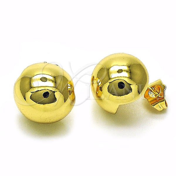 Arete Dormilona 02.156.0685 Oro Laminado, Diseño de Bola, Pulido, Tono Dorado