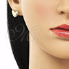 Arete Dormilona 02.213.0623 Oro Laminado, Diseño de Corazón, Pulido, Tono Dorado