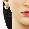 Arete Dormilona 02.213.0626 Oro Laminado, Diseño de Corazón, Pulido, Tono Dorado