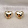 Arete Dormilona 02.213.0626 Oro Laminado, Diseño de Corazón, Pulido, Tono Dorado