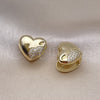 Arete Dormilona 02.213.0629.12 Oro Laminado, Diseño de Corazón, con Blanca Micro Pave, Pulido, Tono Dorado