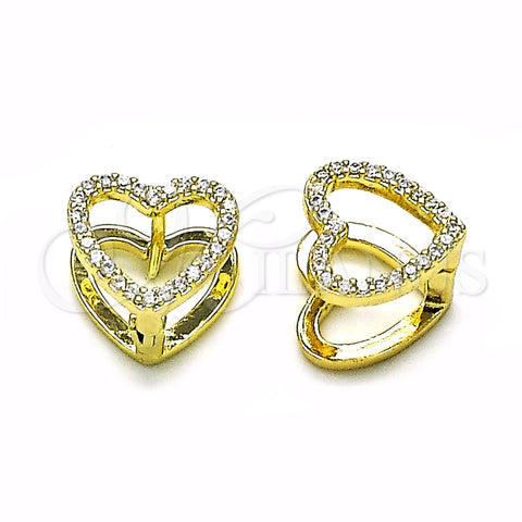 Argolla Huggie 02.213.0630.10 Oro Laminado, Diseño de Corazón, con Blanca Micro Pave, Pulido, Tono Dorado