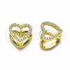 Argolla Huggie 02.213.0630.10 Oro Laminado, Diseño de Corazón, con Blanca Micro Pave, Pulido, Tono Dorado