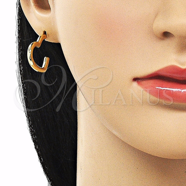 Arete Dormilona 02.213.0631 Oro Laminado, Diseño de Corazón, Pulido, Tono Dorado
