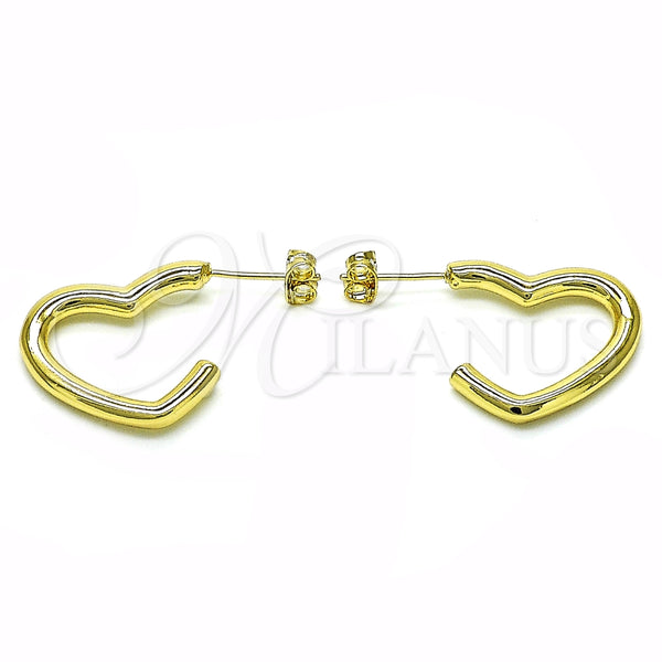 Arete Dormilona 02.213.0631 Oro Laminado, Diseño de Corazón, Pulido, Tono Dorado