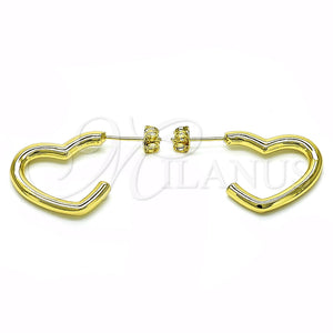Arete Dormilona 02.213.0631 Oro Laminado, Diseño de Corazón, Pulido, Tono Dorado