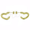 Arete Dormilona 02.213.0631 Oro Laminado, Diseño de Corazón, Pulido, Tono Dorado