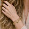Pulsera de Dije 03.213.0255.07 Oro Laminado, Diseño de Corazón y Rolo, Pulido, Tono Dorado (Grosor 25 MM, 7 Pulgadas de Largo)