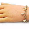 Pulsera de Dije 03.213.0257.07 Oro Laminado, Diseño de Miami Cubana y Corazón, Pulido, Tono Dorado (06 MM Thickness, 7 Inches Length)