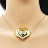 Collares con Dije 04.341.0114.18 Oro Laminado, Diseño de Corazón y Hueco, Pulido, Tono Dorado (01 MM Thickness, 18 Inches Length)