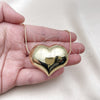 Collares con Dije 04.341.0114.18 Oro Laminado, Diseño de Corazón y Hueco, Pulido, Tono Dorado (01 MM Thickness, 18 Inches Length)