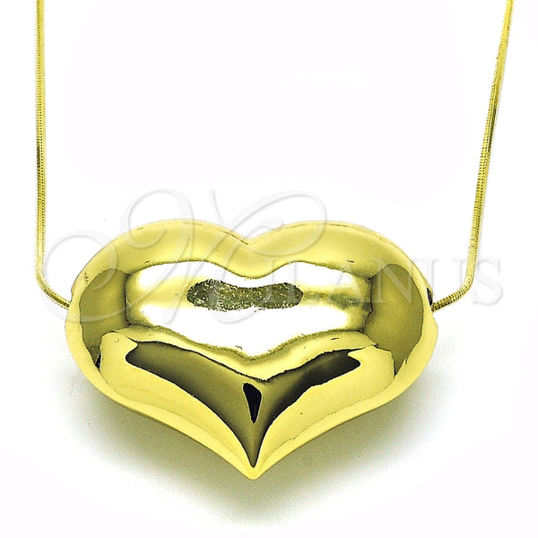 Collares con Dije 04.341.0114.18 Oro Laminado, Diseño de Corazón y Hueco, Pulido, Tono Dorado (01 MM Thickness, 18 Inches Length)