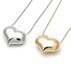 Collares con Dije 04.341.0114.18 Oro Laminado, Diseño de Corazón y Hueco, Pulido, Tono Dorado (01 MM Thickness, 18 Inches Length)