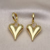 Arete Colgante 02.341.0180 Oro Laminado, Diseño de Corazón y Hueco, Pulido, Tono Dorado