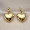 Arete Colgante 02.341.0181 Oro Laminado, Diseño de Corazón y Hueco, Pulido, Tono Dorado