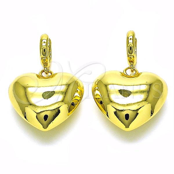 Arete Colgante 02.341.0181 Oro Laminado, Diseño de Corazón y Hueco, Pulido, Tono Dorado