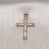 Dije Religioso 05.213.0140 Oro Laminado, Diseño de Cruz, con Zirconia Cubica Blanca, Pulido, Tono Dorado