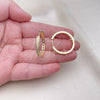 Argolla Huggie 02.213.0632.28 Oro Laminado, con Blanca Micro Pave, Pulido, Tono Dorado