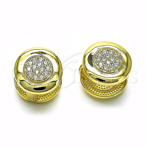 Argolla Huggie 02.213.0633.14 Oro Laminado, con Blanca Micro Pave, Pulido, Tono Dorado
