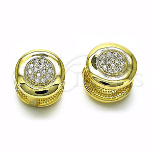 Argolla Huggie 02.213.0633.14 Oro Laminado, con Blanca Micro Pave, Pulido, Tono Dorado