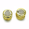 Argolla Huggie 02.213.0633.14 Oro Laminado, con Blanca Micro Pave, Pulido, Tono Dorado
