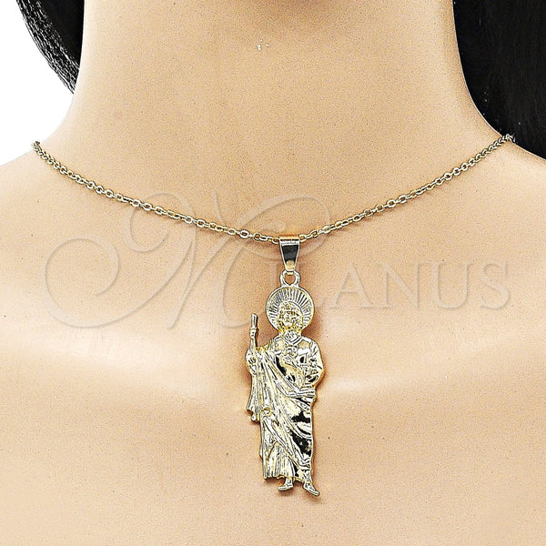 Dije Religioso 05.213.0143 Oro Laminado, Diseño de San Judas, Diamantado, Tono Dorado