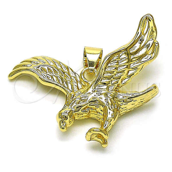 Dije Religioso 05.213.0144 Oro Laminado, Diseño de Águila, Diamantado, Tono Dorado