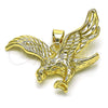 Dije Religioso 05.213.0144 Oro Laminado, Diseño de Águila, Diamantado, Tono Dorado