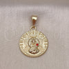Dije Religioso 05.213.0146 Oro Laminado, Diseño de Caridad del Cobre, con Granate Cristal, Diamantado, Tono Dorado