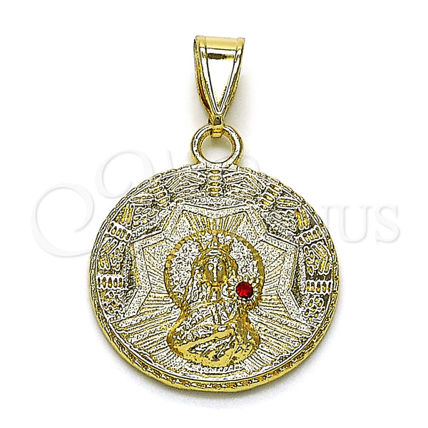Dije Religioso 05.213.0146 Oro Laminado, Diseño de Caridad del Cobre, con Granate Cristal, Diamantado, Tono Dorado