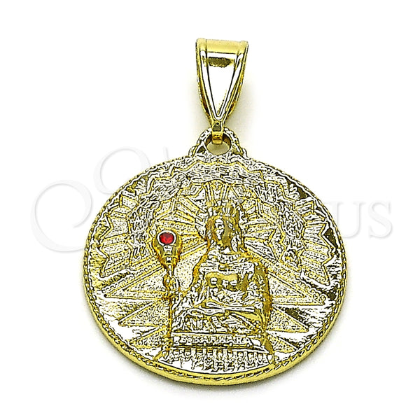 Dije Religioso 05.213.0147 Oro Laminado, Diseño de Jesus, con Granate Cristal, Diamantado, Tono Dorado