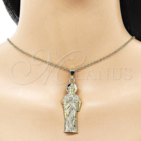 Dije Religioso 05.213.0148 Oro Laminado, Diseño de San Judas, Diamantado, Tono Dorado