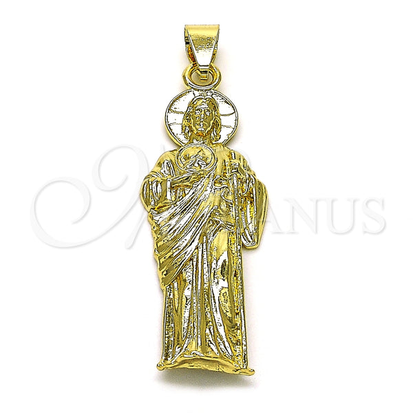 Dije Religioso 05.213.0148 Oro Laminado, Diseño de San Judas, Diamantado, Tono Dorado