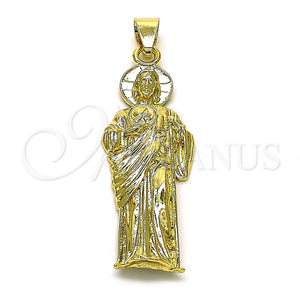 Dije Religioso 05.213.0148 Oro Laminado, Diseño de San Judas, Diamantado, Tono Dorado