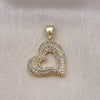 Dije Elegante 05.411.0026 Oro Laminado, Diseño de Corazón, con Micro Pave Blanca, Pulido, Tono Dorado