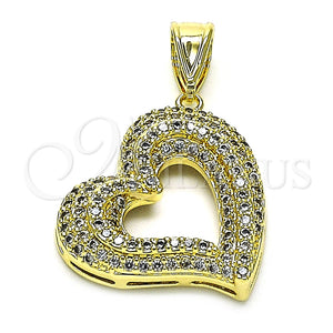 Dije Elegante 05.411.0026 Oro Laminado, Diseño de Corazón, con Micro Pave Blanca, Pulido, Tono Dorado