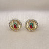 Arete Dormilona 02.411.0001 Oro Laminado, Diseño de Guadalupe, con Blanca Micro Pave, Diamantado, Tres Tonos