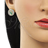 Arete Dormilona 02.411.0003 Oro Laminado, Diseño de San Judas, con Blanca Micro Pave, Pulido, Tono Dorado