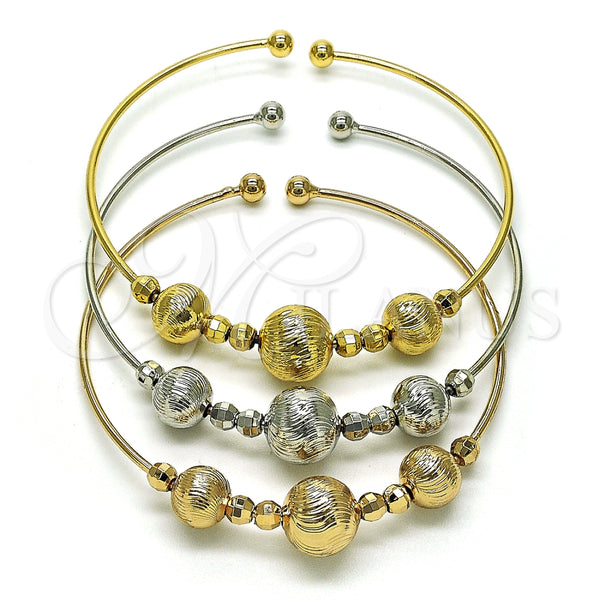 Aro Trio 07.170.0016 Oro Laminado, Diseño de Bola y Disco, Diamantado, Tres Tonos (01 MM Thickness, One size fits all)