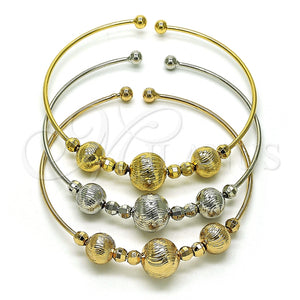 Aro Trio 07.170.0016 Oro Laminado, Diseño de Bola y Disco, Diamantado, Tres Tonos (01 MM Thickness, One size fits all)