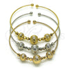 Aro Trio 07.170.0016 Oro Laminado, Diseño de Bola y Disco, Diamantado, Tres Tonos (01 MM Thickness, One size fits all)