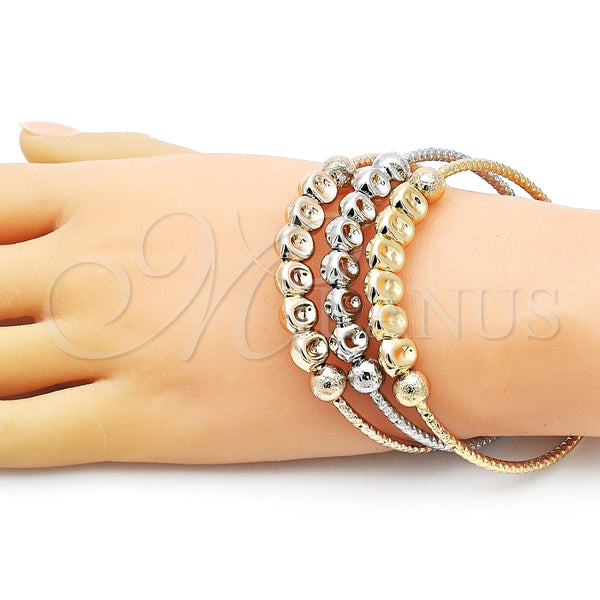 Aro Trio 07.170.0018 Oro Laminado, Diseño de Bola, Diamantado, Tres Tonos (03 MM Thickness, One size fits all)