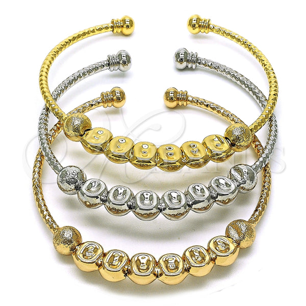 Aro Trio 07.170.0018 Oro Laminado, Diseño de Bola, Diamantado, Tres Tonos (03 MM Thickness, One size fits all)