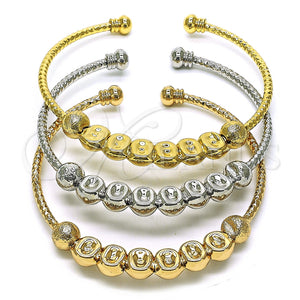 Aro Trio 07.170.0018 Oro Laminado, Diseño de Bola, Diamantado, Tres Tonos (03 MM Thickness, One size fits all)