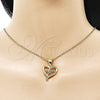 Dije Elegante 05.342.0199 Oro Laminado, Diseño de Corazón y Mama, con Blanca Micro Pave, Pulido, Tono Dorado